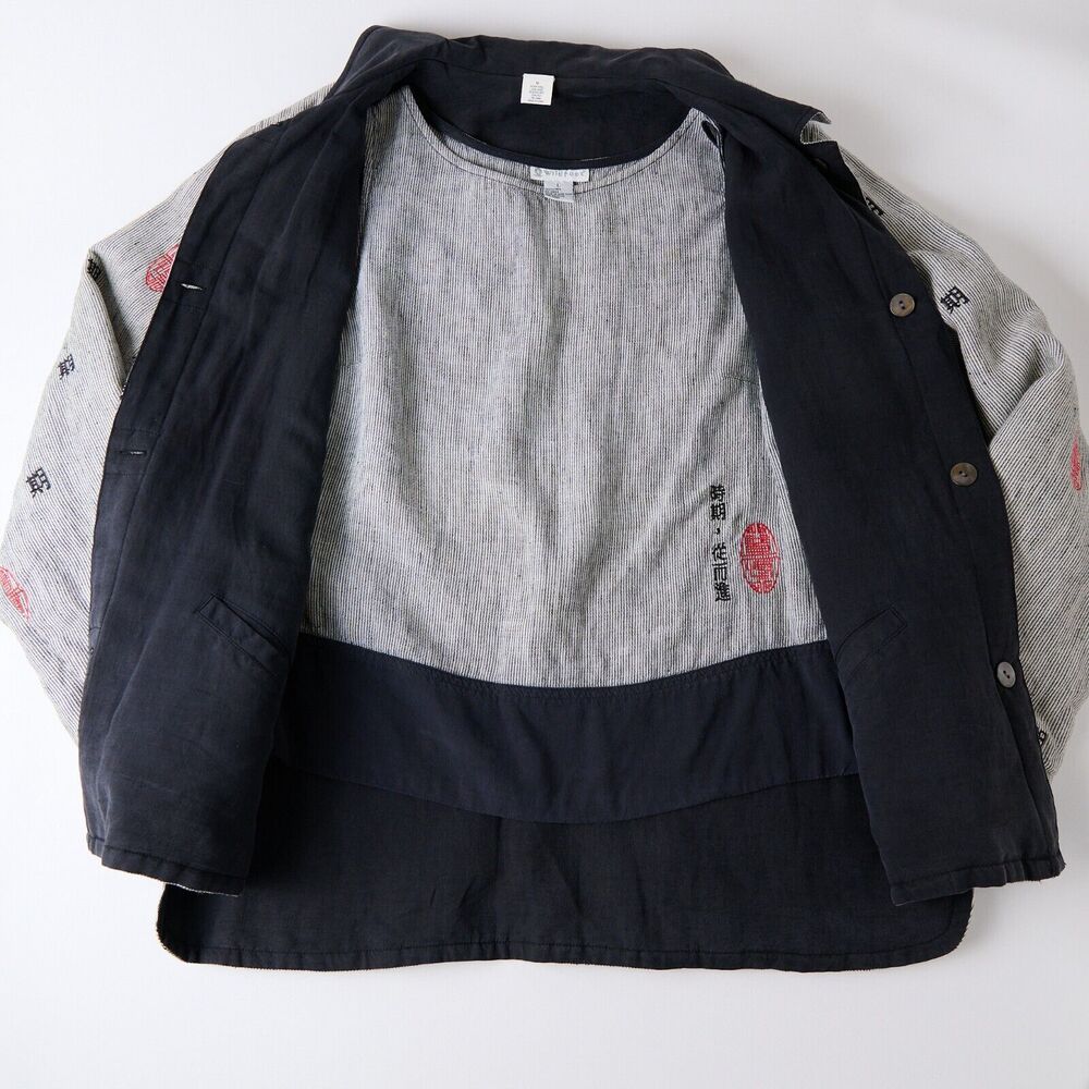 Wildroot Womens L Reversible Linen Silk Jacket & Top Set Lagenlook Embroidered - Picture 5 of 16